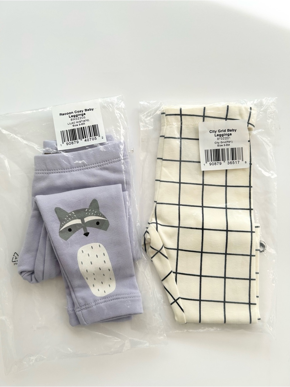 NWT TeaCollection Bundle 3-6 Months Leggings City Grid and Lilac Mist Raccoon BG